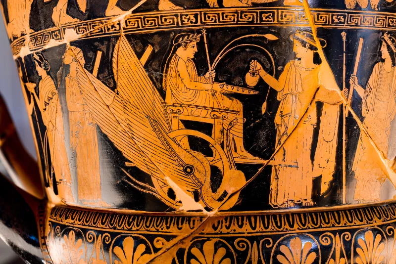 Niobid Painter - Arv 602 24 - Gigantomachy - Triptolemos - Dionysos With Satyr And Maenads - Ferrara Man 2891 - 