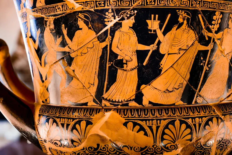 Niobid Painter - Arv 602 24 - Gigantomachy - Triptolemos - Dionysos With Satyr And Maenads - Ferrara Man 2891 - 