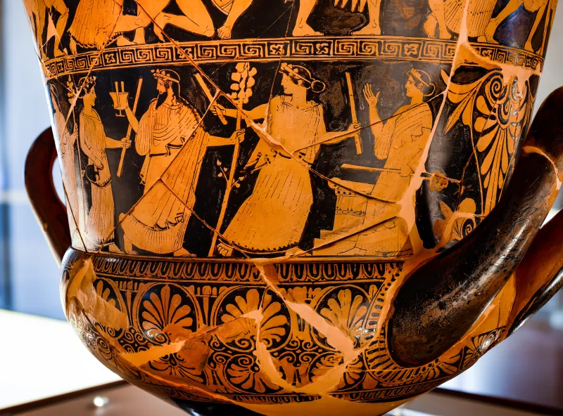 Niobid Painter - Arv 602 24 - Gigantomachy - Triptolemos - Dionysos With Satyr And Maenads - Ferrara Man 2891 - 