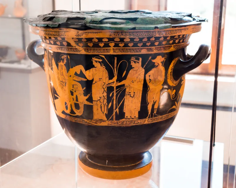 Niobid Painter Arv 603 34 Triptolemos With Demeter Persephone Hermes And Keleos - Zeus And Gods 