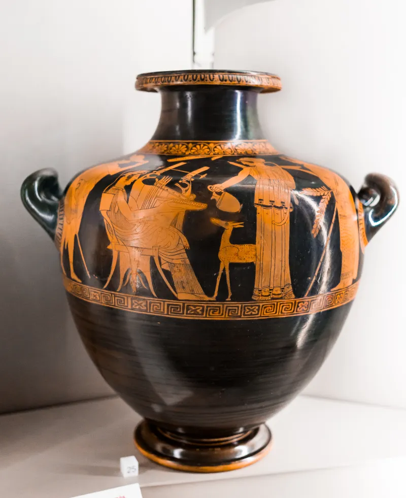 Niobid Painter - Arv 606 71 - Hermes And Apollon With Artemis And Leto - Paris Bnf Cabmed 443 - 