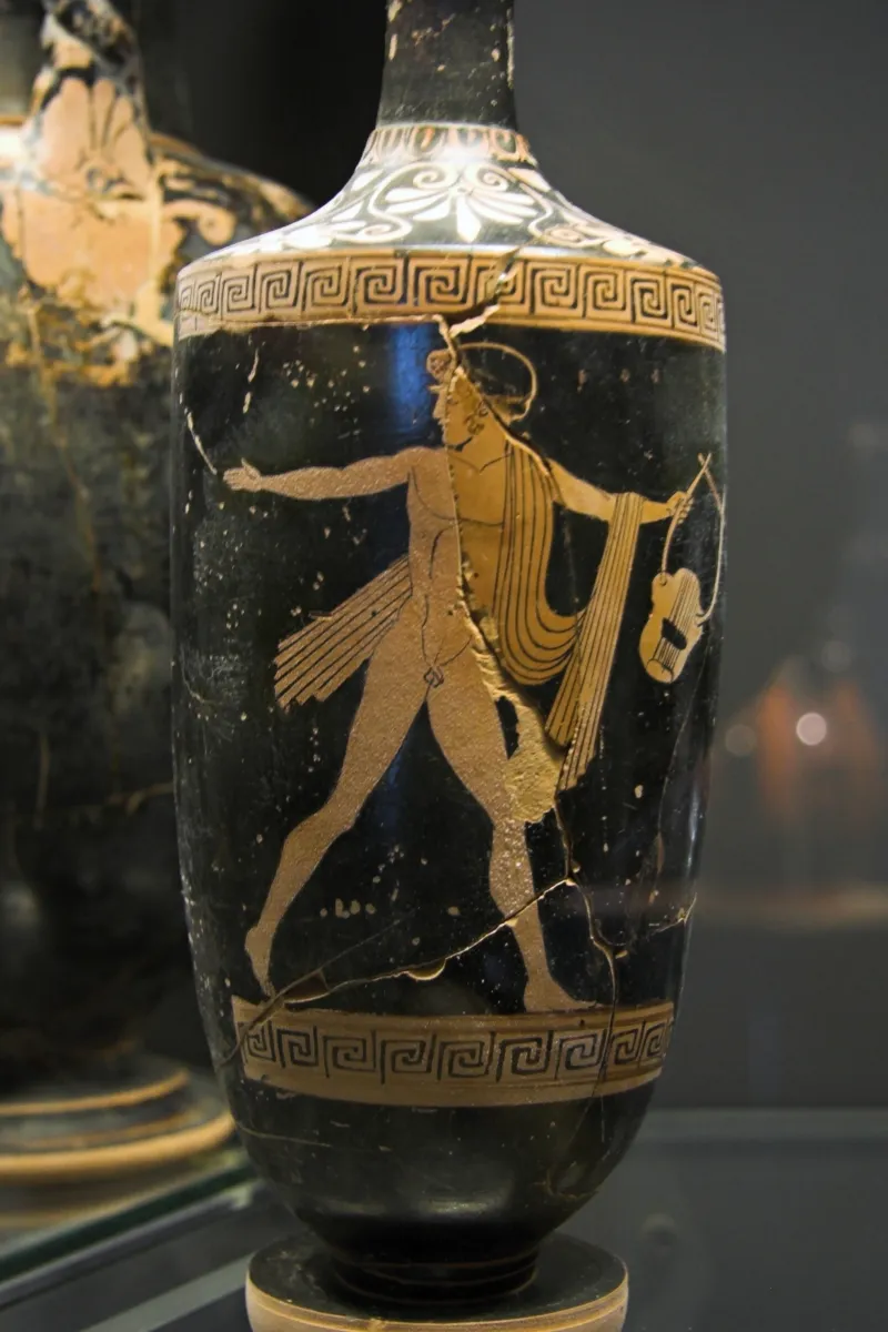 Red Figure Lekythos, 470 Bc, Tithonos, Lyre, Am Syracuse, 