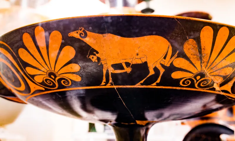 Oltos - Arv 58 Extra - Satyr With Wineskin - Odysseus Escaping Polyphemos - Horse - Roma Mnevg 131420 - 