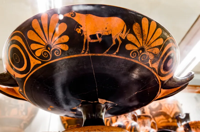 Oltos - Arv 58 Extra - Satyr With Wineskin - Odysseus Escaping Polyphemos - Horse - Roma Mnevg 131420 - 