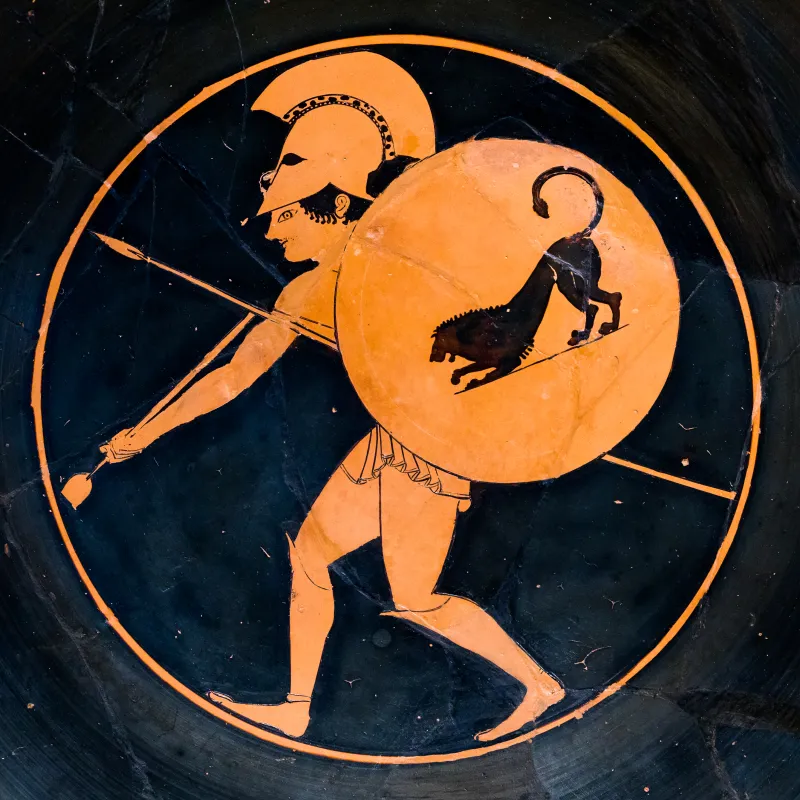 Oltos Arv 60 64 Hoplite With Trumpet - Fight For The Body Of Patroklos 
