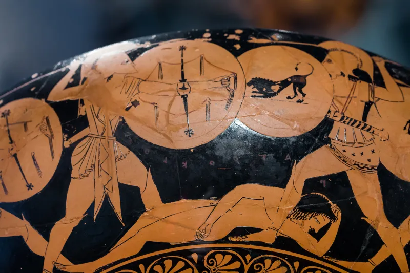 Oltos Arv 60 64 Hoplite With Trumpet - Fight For The Body Of Patroklos 