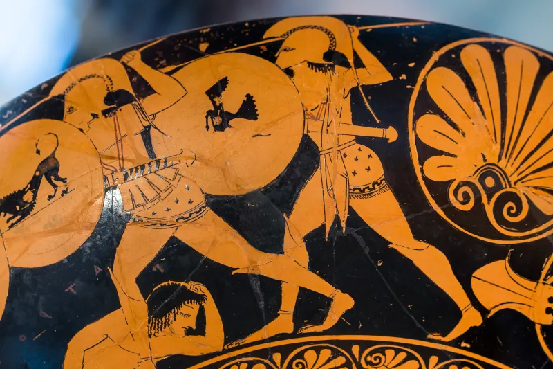 Oltos Arv 60 64 Hoplite With Trumpet - Fight For The Body Of Patroklos 