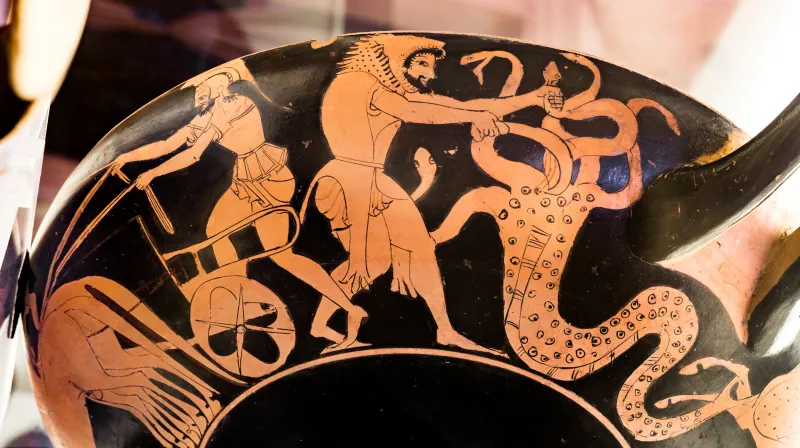 Oltos - Arv 65 114 - Priest With Oinochoe - Herakles And The Hydra - Gigantomachy - Roma Mnevg 50388 - 