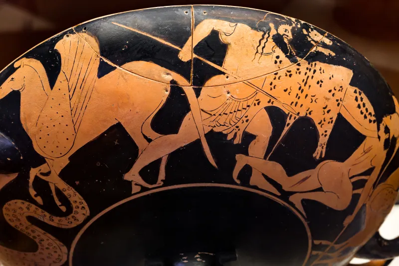 Oltos - Arv 65 114 - Priest With Oinochoe - Herakles And The Hydra - Gigantomachy - Roma Mnevg 50388 - 
