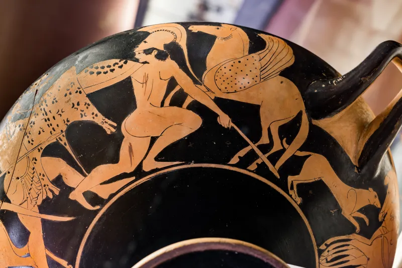 Oltos - Arv 65 114 - Priest With Oinochoe - Herakles And The Hydra - Gigantomachy - Roma Mnevg 50388 - 