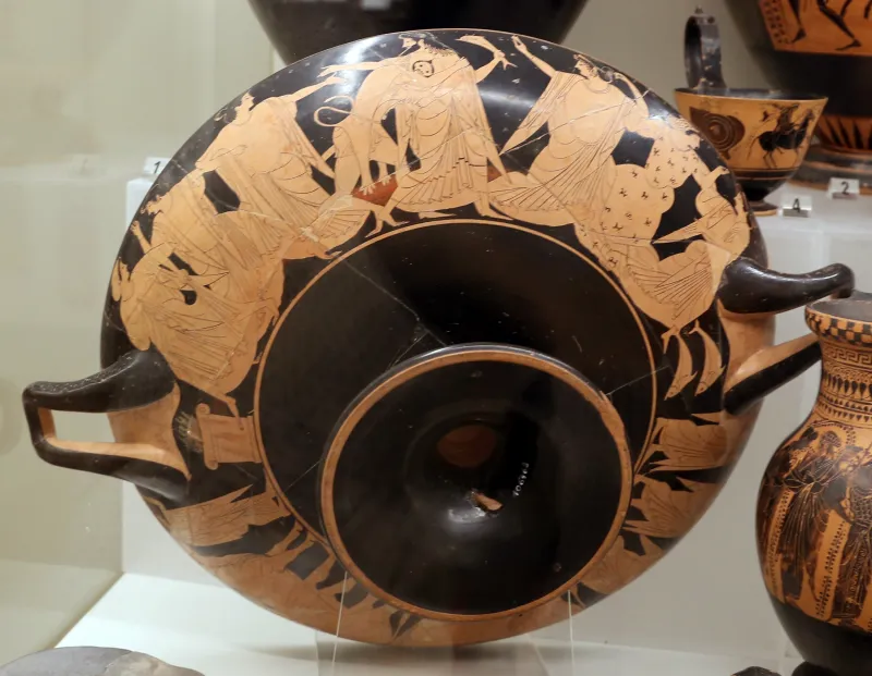 Oltos, Kylix Attica Con Eracle Contro Nereo E Processione, 520 Ac Dalla Tomba Martini Marescotti 610 Di Monte Abatone 