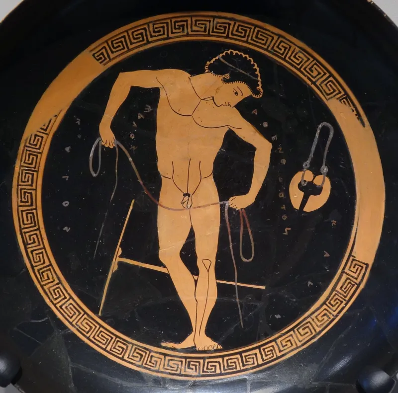 Red-Figure Kylix Palestra Scene Boxer (Boston Mfa 