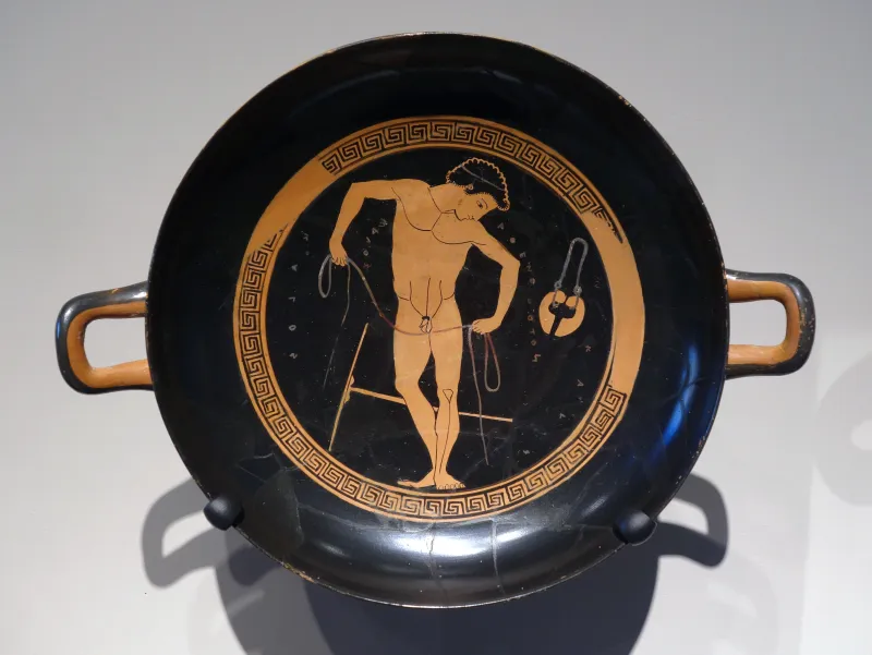 Red-Figure Kylix Palestra Scene Boxer (Boston Mfa 