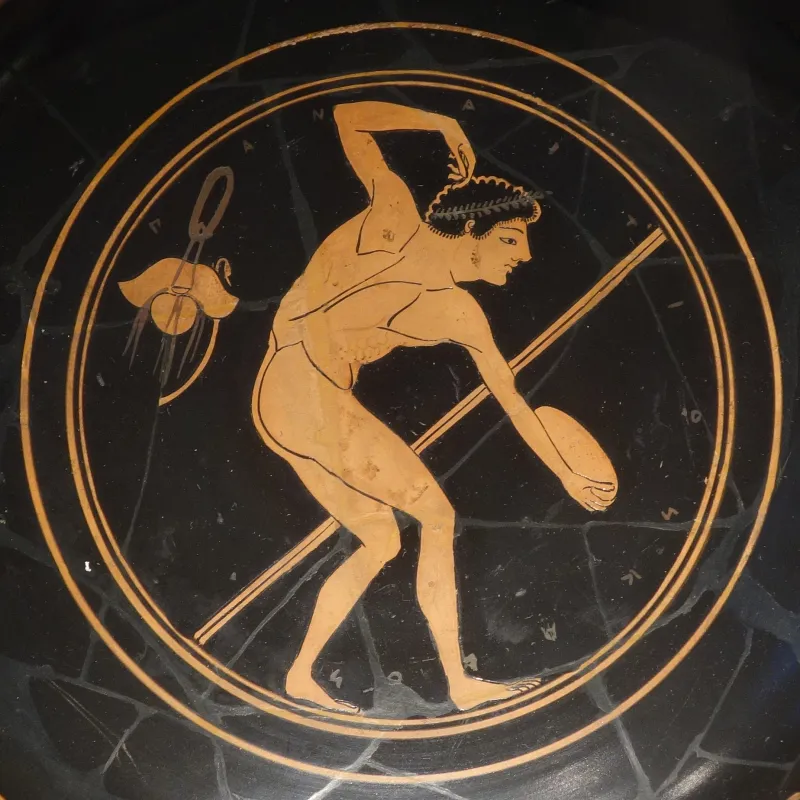 Red-Figure Kylix Palestra Scene Diskobolos (Boston Mfa 