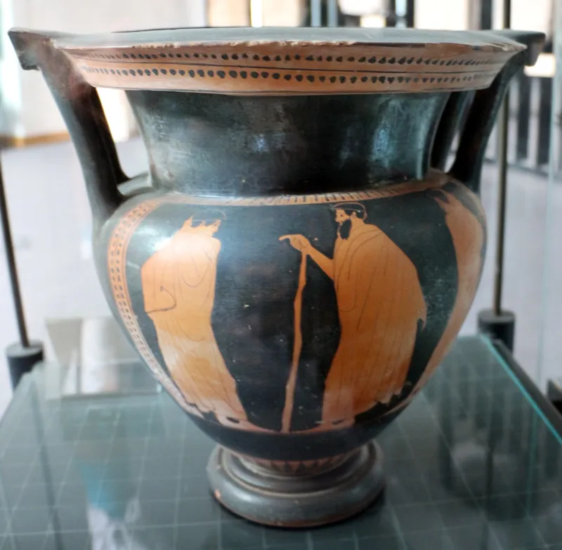 Pittore Del Frutteto, Cratere A Colonnette Con Figure Ammantate, 470-450 Ac, Da Rudiae, 