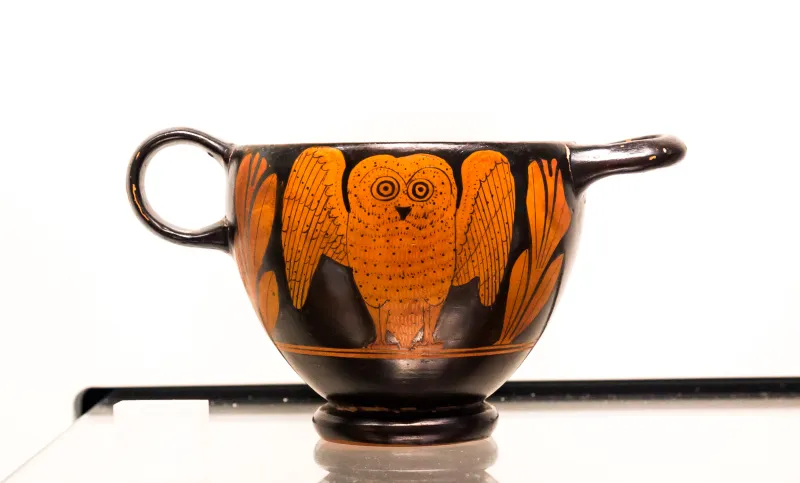 Early Classical Attic Red Figure Owl-Skyphos - Arv 984 - Owl - Owl - Oxford Am 