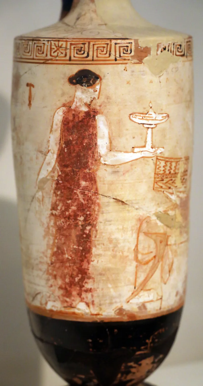 Periodo Classico Maturo, Lekythos Attico A Sfondo Bianco Con Scena In Un Quartiere Femminile, Da Eretria, Pittore Di Atene 12789, 450-425 Ac 12785, 
