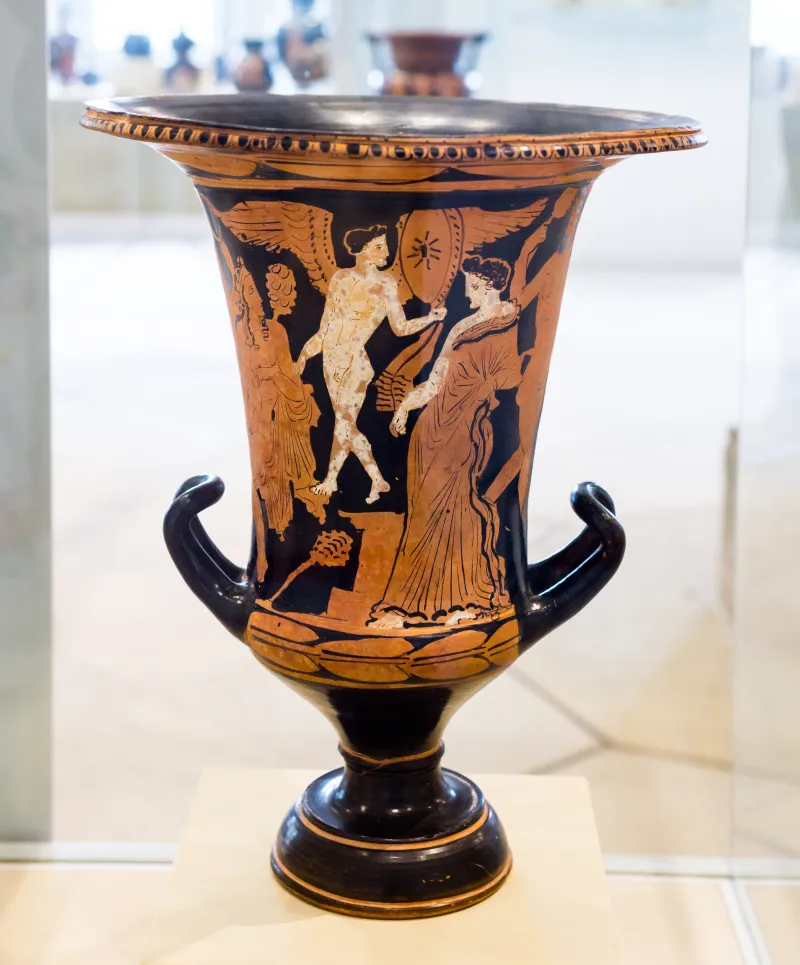 Painter Of Athens 1375 Arv 1461 Dionysos With Eros And Ariadne And Satyr - Two Youths 