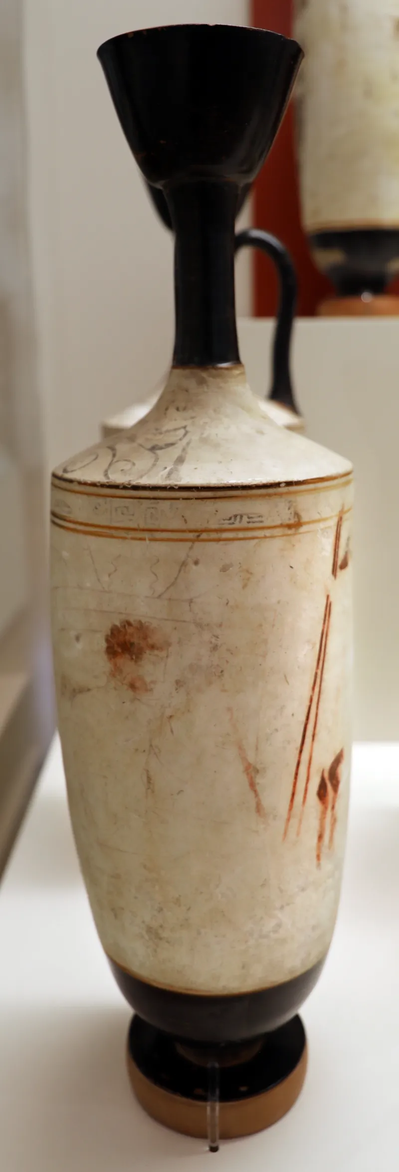 Periodo Classico Tardo, Lekythos Attico A Sfondo Bianco Con Uomo Barbuto Presso La Sua Tomba E Due Astanti, Da Via Stadious Ad, Atene, Pittore Di Atene 1810, 425-400 Ac 