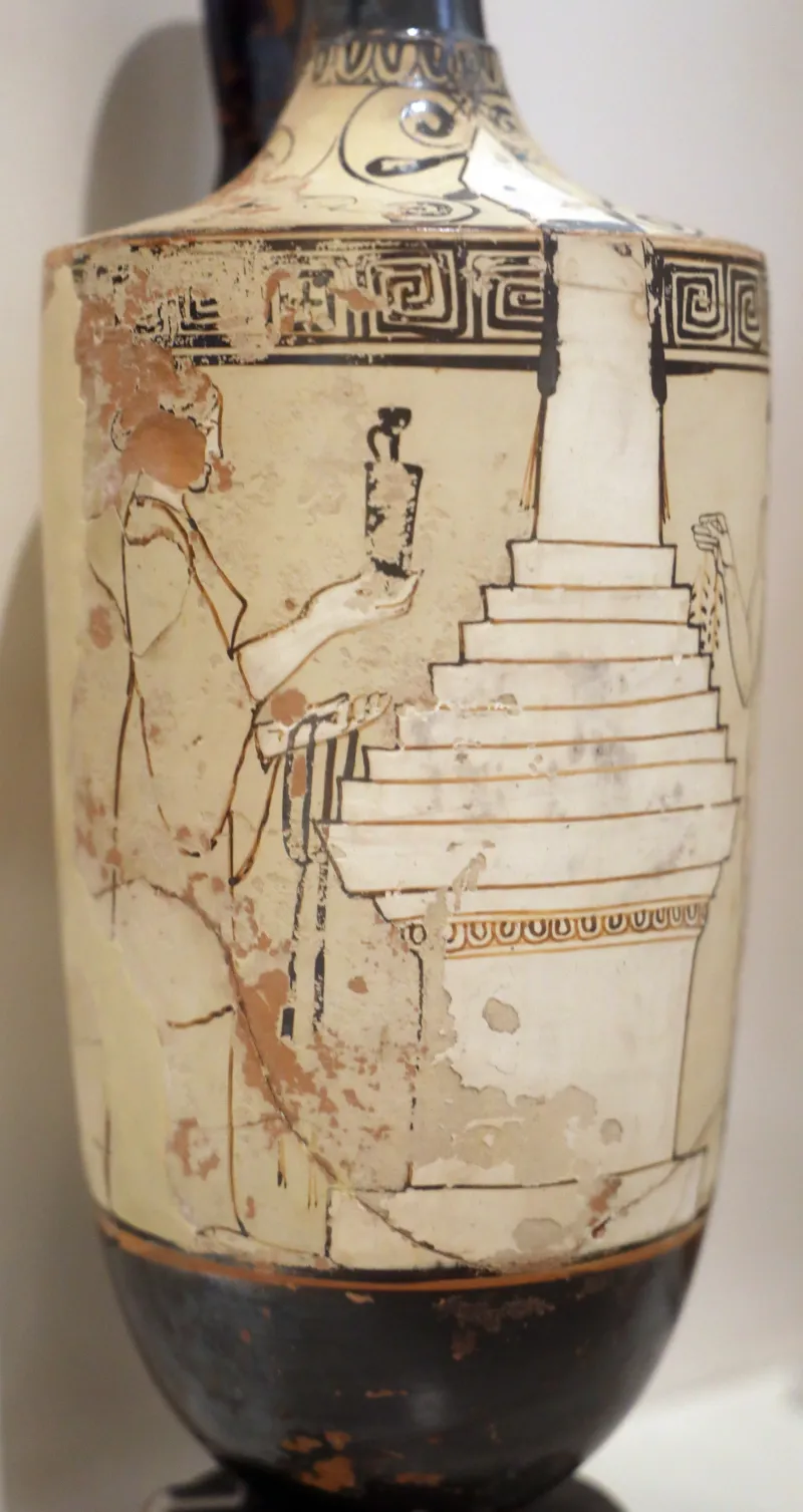 Primo Periodo Classico, Lekythos Attico A Sfondo Bianco Con Due Figure Presso Una Tomba, Da Eretria, Pittore Di Atene 1826, 460-450 Ac 1825, 