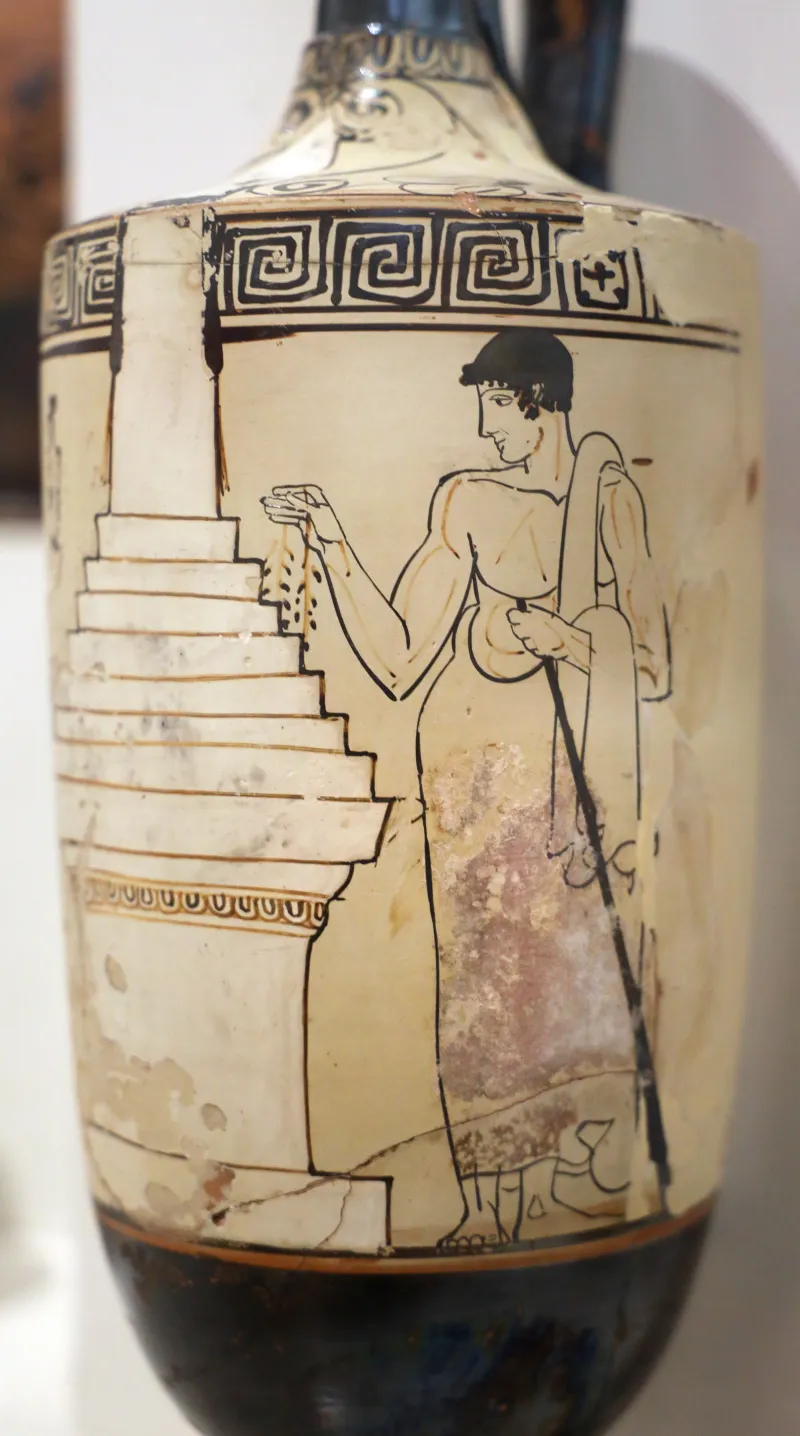 Primo Periodo Classico, Lekythos Attico A Sfondo Bianco Con Due Figure Presso Una Tomba, Da Eretria, Pittore Di Atene 1826, 460-450 Ac 1825, 