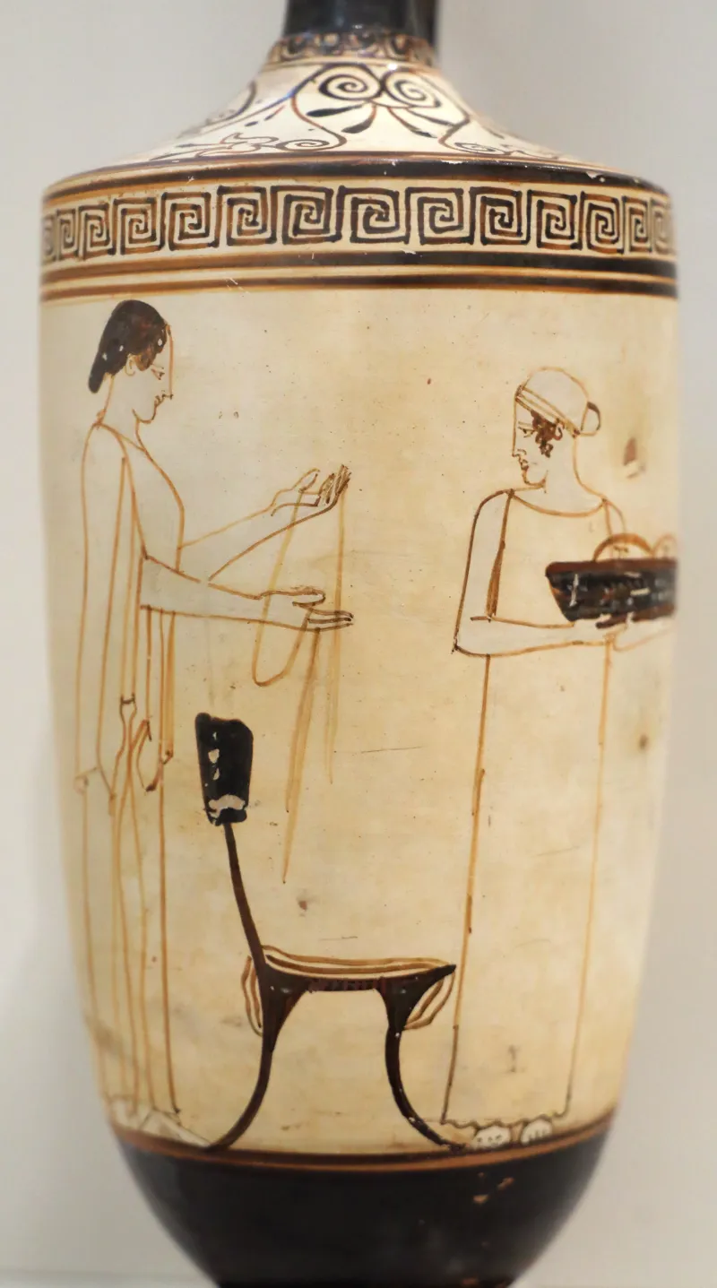 Primo Periodo Classico, Lekythos Attico A Sfondo Bianco Con Preparazione Per Visita Al Cimitero, Da Atene, Pittore Di Atene 1826, 460-450 Ac 1763, 