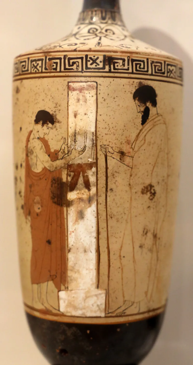 Primo Periodo Classico, Lekythos Attico A Sfondo Bianco Con Visita Alla Tomba, Sconosciuta, Pittore Di Atene 1826, 460-450 Ac 13701, 
