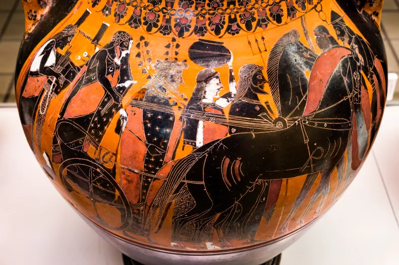 Painter Of Berlin 1686 - Abv 296 1 - Wedded Pair In Chariot - Herakles Fighting Kyknos - London Bm 1861-0425-50 - 