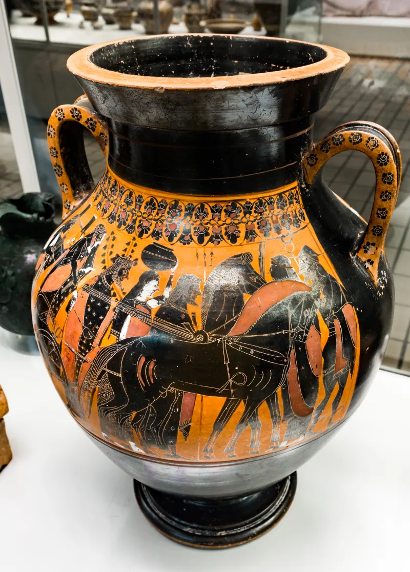 Painter Of Berlin 1686 - Abv 296 1 - Wedded Pair In Chariot - Herakles Fighting Kyknos - London Bm 1861-0425-50 - 