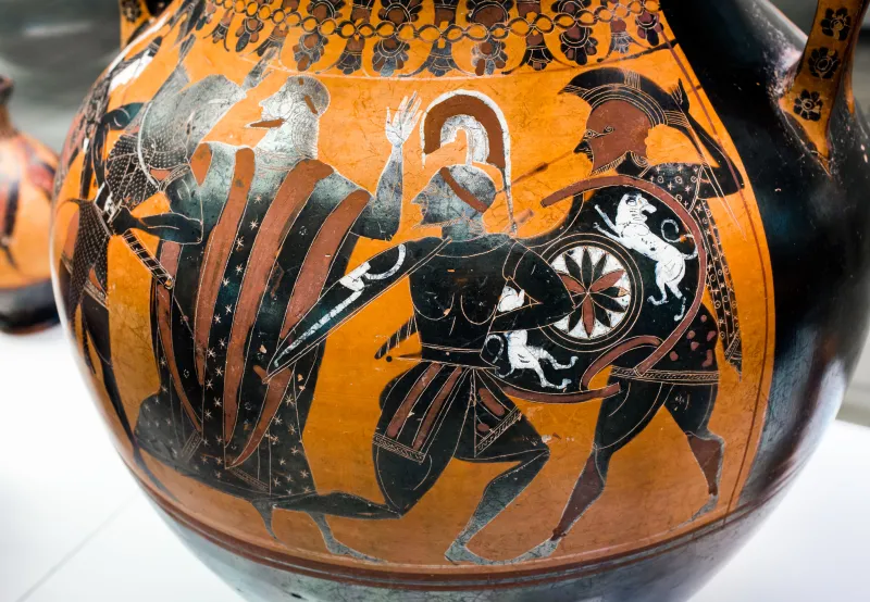 Painter Of Berlin 1686 - Abv 296 1 - Wedded Pair In Chariot - Herakles Fighting Kyknos - London Bm 1861-0425-50 - 
