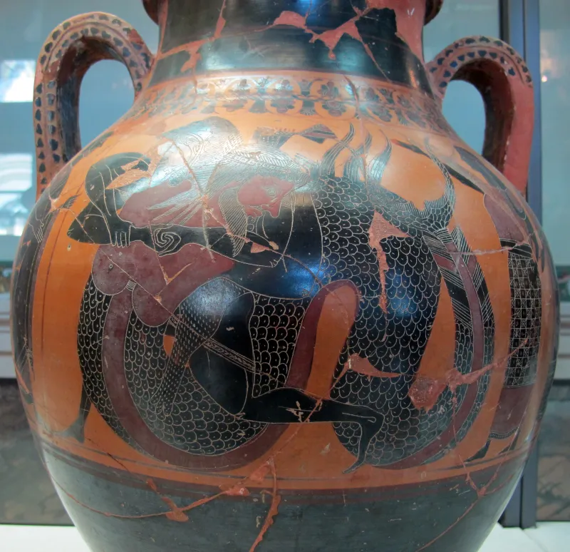 Pittore Di Berlino 1686, Anfora A Con Eracle E Il Mostro Marino Triton, Quadriga, 550-525 03 Da Del Tufo, 