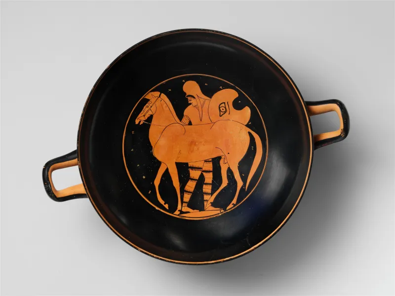 Terracotta Kylix (Drinking Cup) With Horses Met 