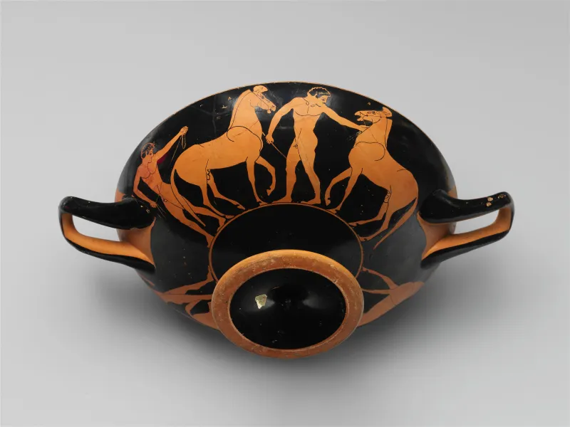 Terracotta Kylix (Drinking Cup) With Horses Met 