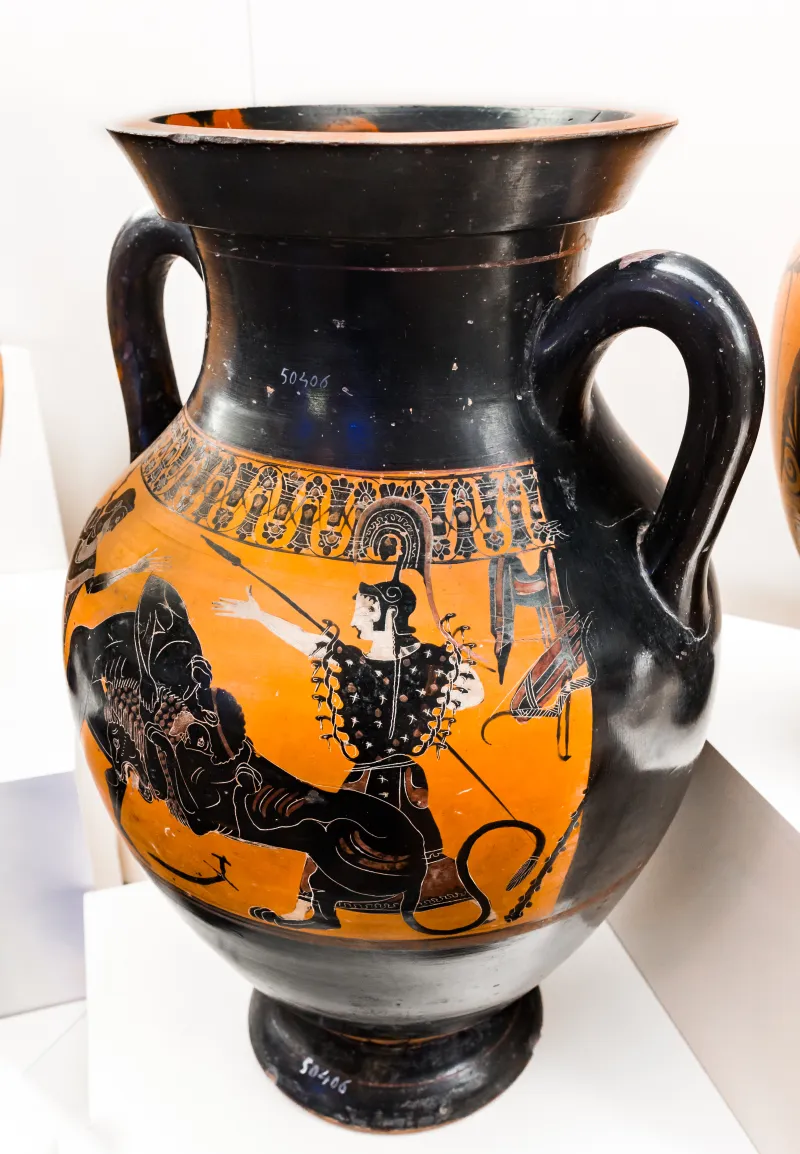 Near The Painter Of Boulogne 441 - Abv 291 - Herakles And The Lion - Warriors Leaving Home - Roma Mnevg 50406 - 