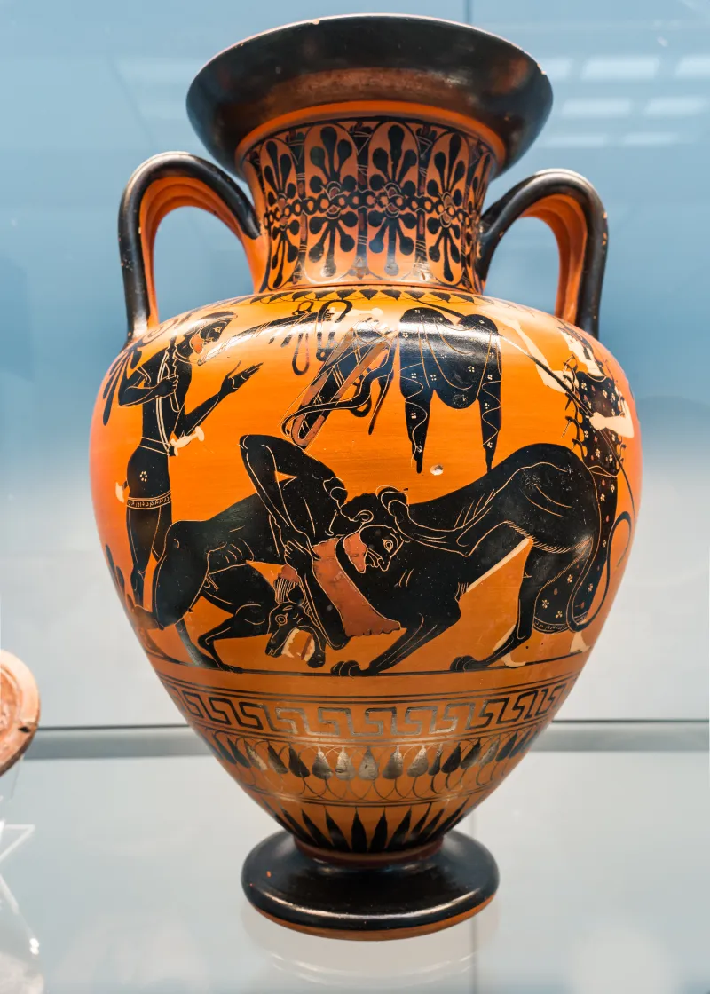 Painter Of Boulogne 441 - Abv 290 3 - Herakles And The Lion - Herakles With Athena And Hermes - München As 1557 - 