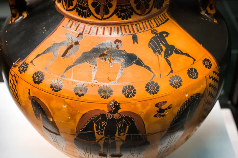 Painter Of Cambridge 47 - Abv 315 3 - Wrestlers - Frontal Chariot - Men Courting Youth - München As 1468 - 