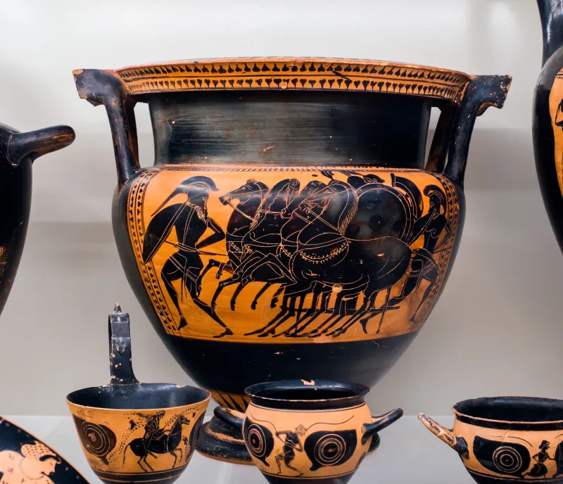 Painter Of Faina 75 - Abv 327 - Fight With Chariot - Dionysos With Maenad And Satyrs - Roma Mnevg - 