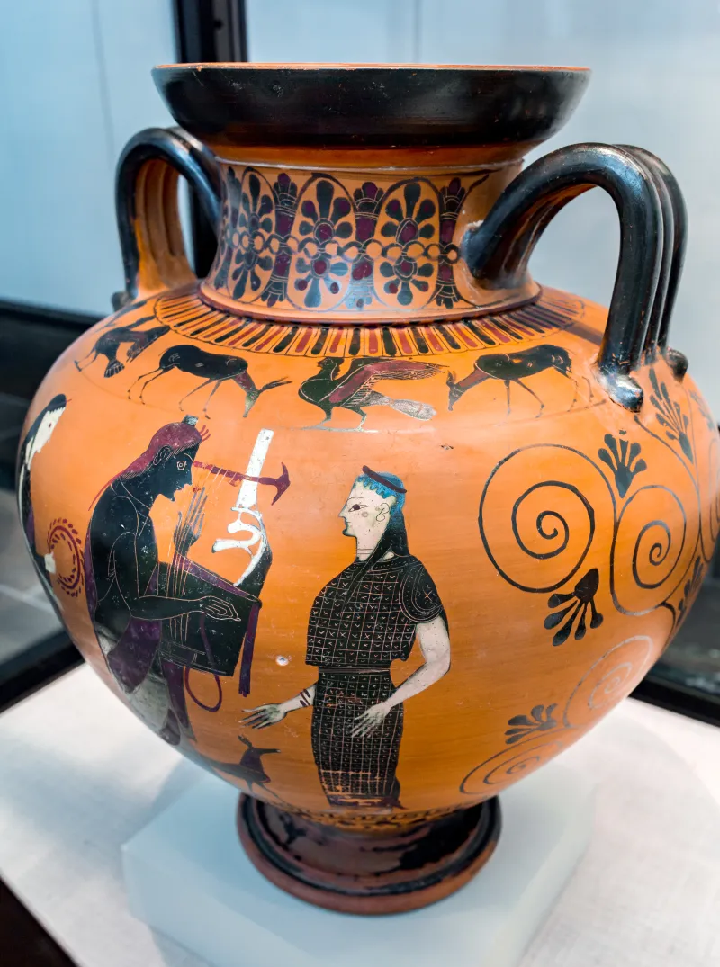 Comparable With The Painter Of London B 213 - Abv 143 - Animal Frieze - Apollon With Leto And Artemis - Theseus And The Minotaur - München As 1472 - 