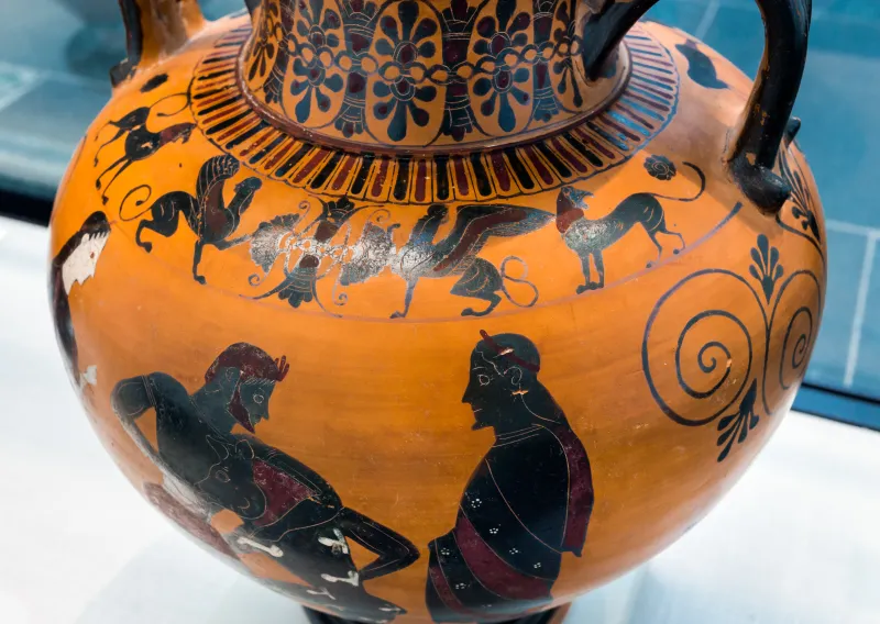 Comparable With The Painter Of London B 213 - Abv 143 - Animal Frieze - Apollon With Leto And Artemis - Theseus And The Minotaur - München As 1472 - 
