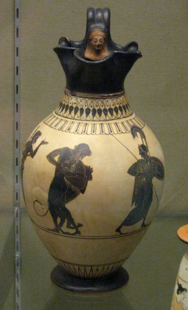 White-Ground Oinochoe (Wine-Jug) Of Herakles And The Nemean 