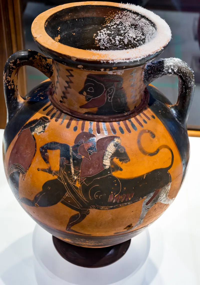 Painter Of Louvre F 6 - Abv 128 - Head Of Man - Herakles And The Lion - Confronted Lions - Cortona Maec - 