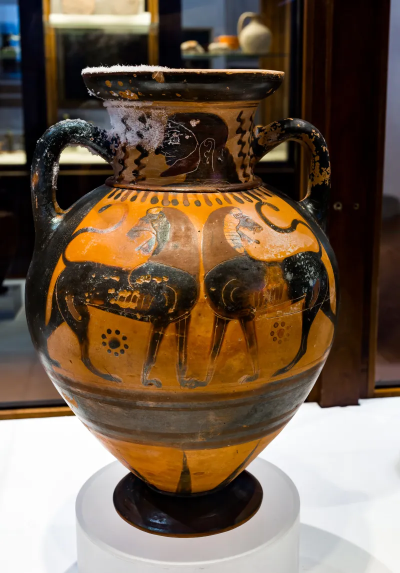 Painter Of Louvre F 6 - Abv 128 - Head Of Man - Herakles And The Lion - Confronted Lions - Cortona Maec - 