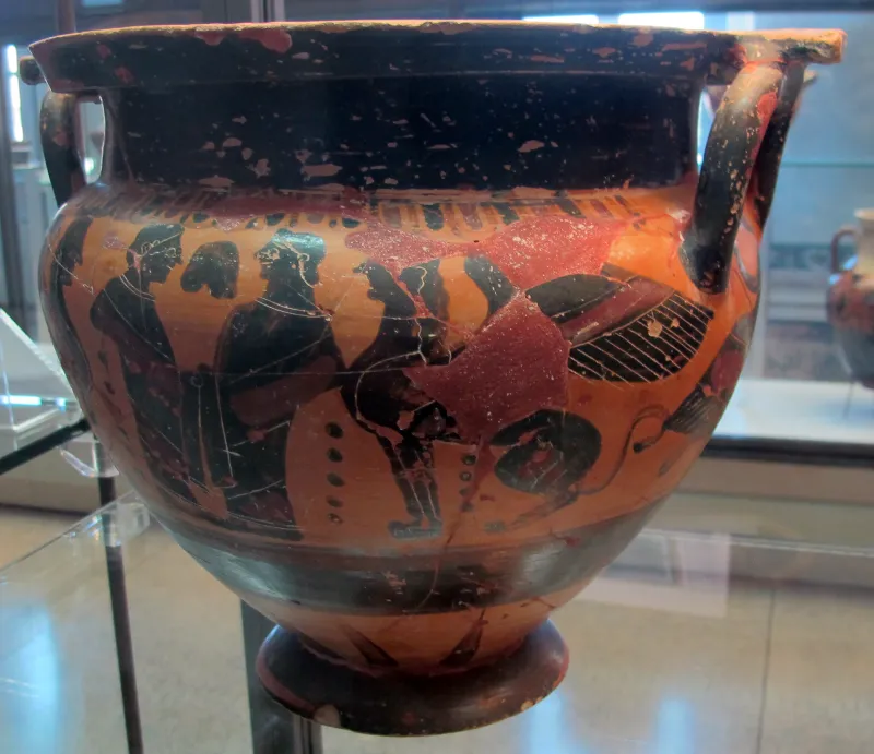 Pittore Del Louvre F6, Cratere A Colonnette Con Cinghili, Giovani E Sfinge, 550-540 02 Da Del Tufo, 