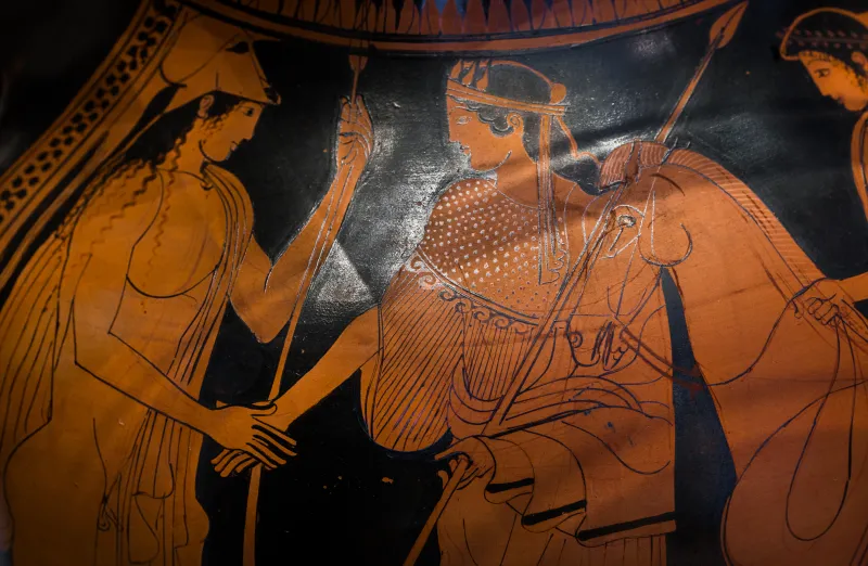 Painter Of Louvre G 231 Arv 580 2 Young Warriors Leaving Home 