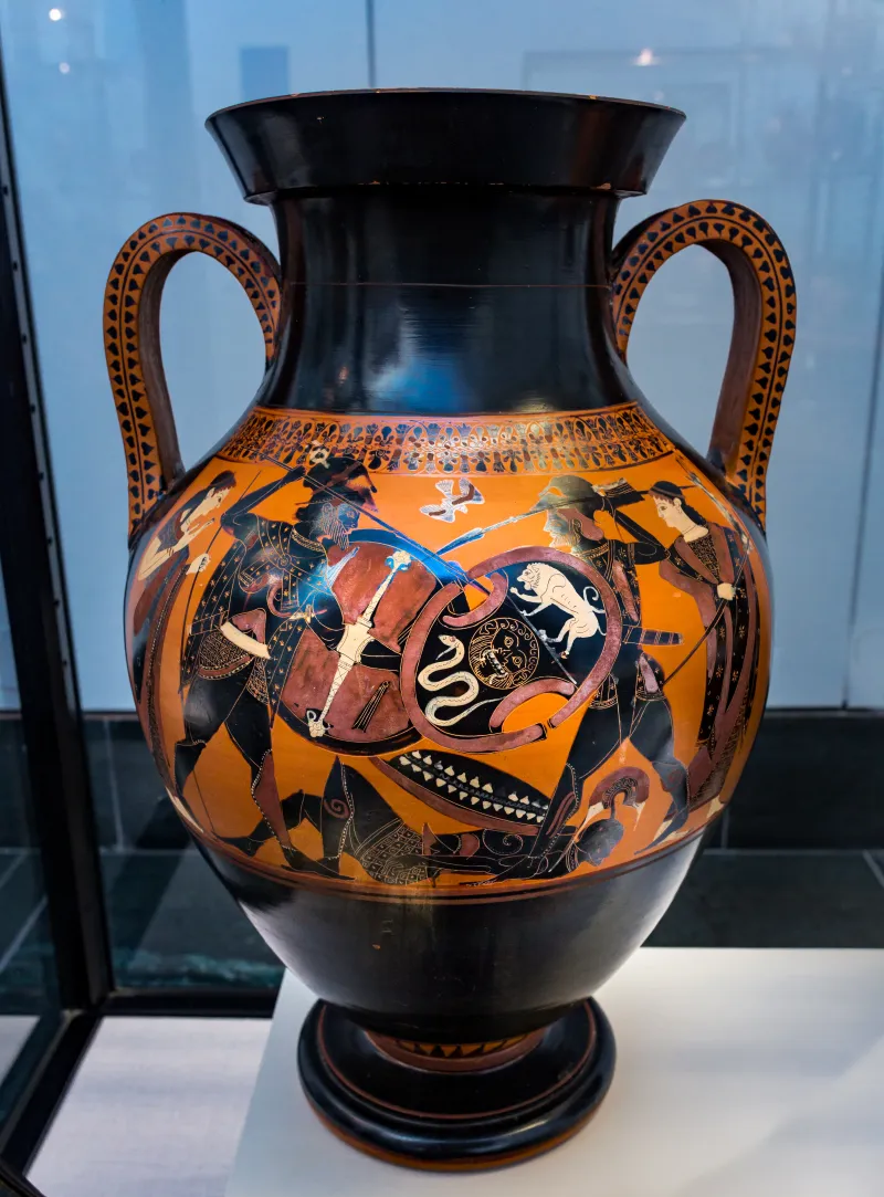 Painter Of Munich 1410 - Abv 311 1 - Battle - Hoplite And Two Amazons Leading Horse - München As 1410 - 