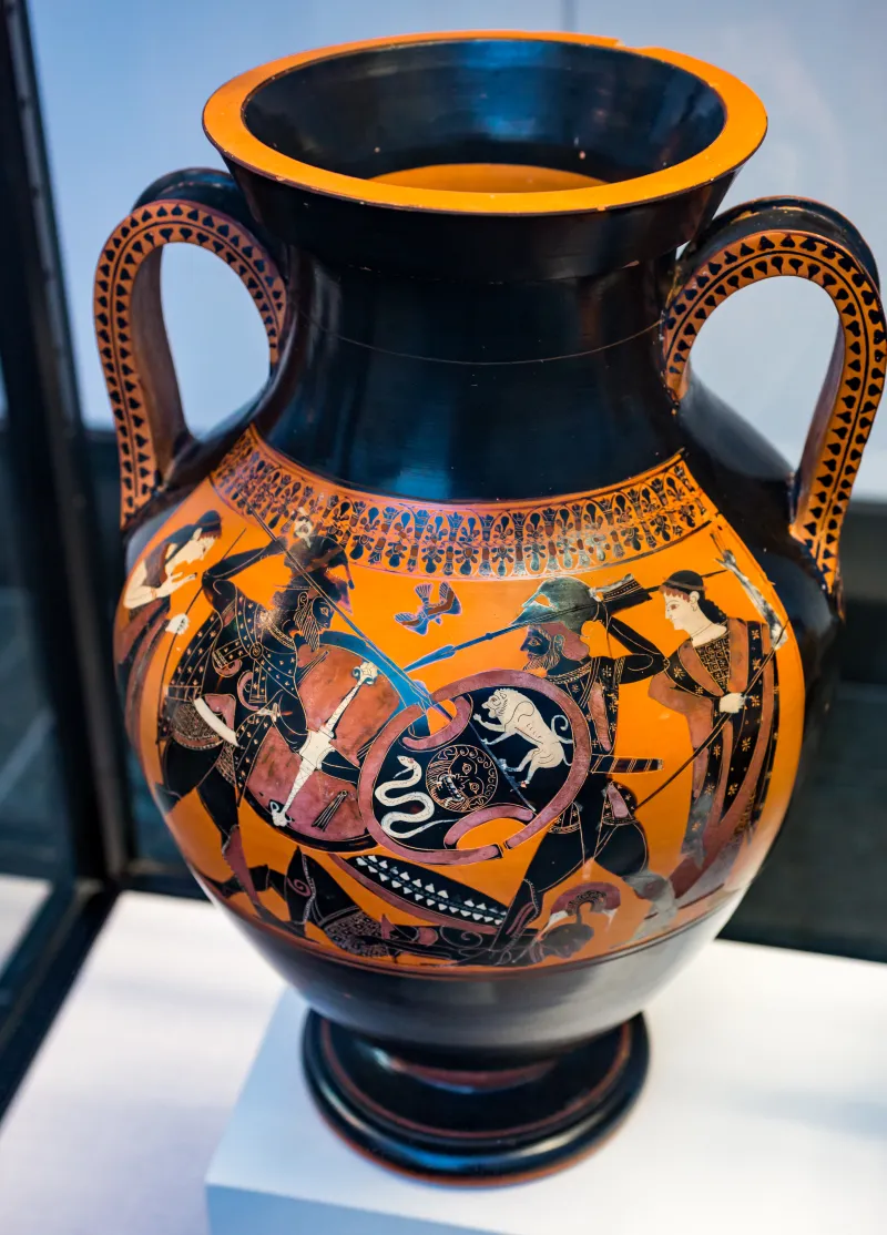 Painter Of Munich 1410 - Abv 311 1 - Battle - Hoplite And Two Amazons Leading Horse - München As 1410 - 