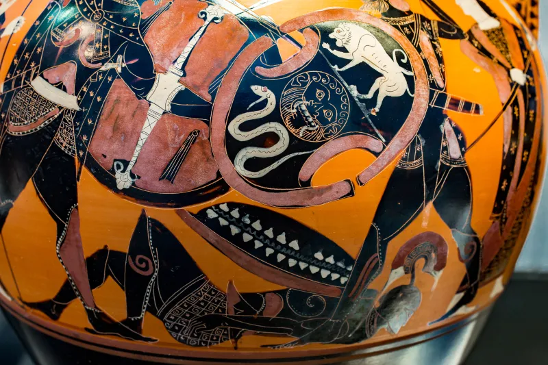 Painter Of Munich 1410 - Abv 311 1 - Battle - Hoplite And Two Amazons Leading Horse - München As 1410 - 