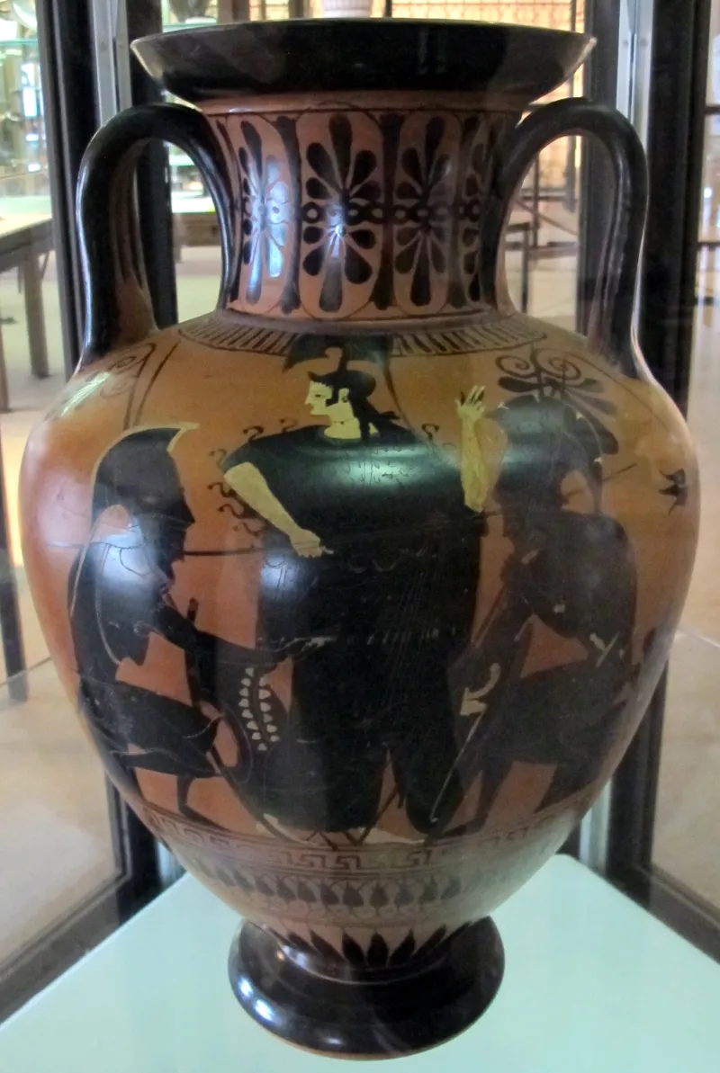 Pittore Di Monaco 1519, Anfora Attica Da Vulci, Con Achille E Aiace Alla Presenza D'atena (A) E Guerrieri Su Quadriga (B), 525-500 