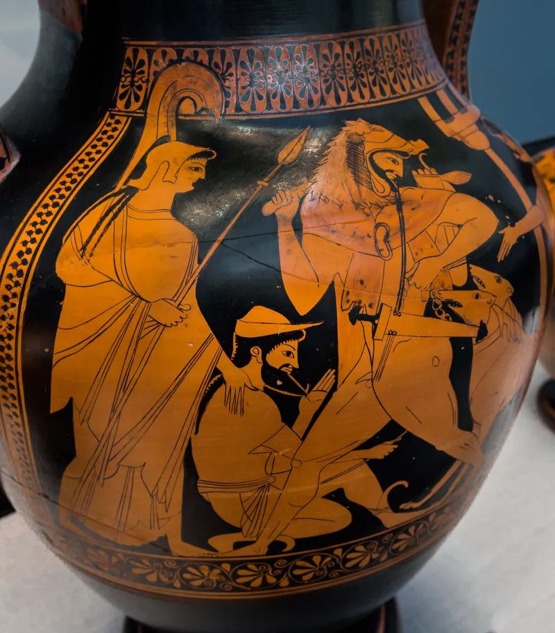 Painter Of Munich 2306 Arv 225 1 Herakles And Kerberos - Apollon And Leto In Quadriga 