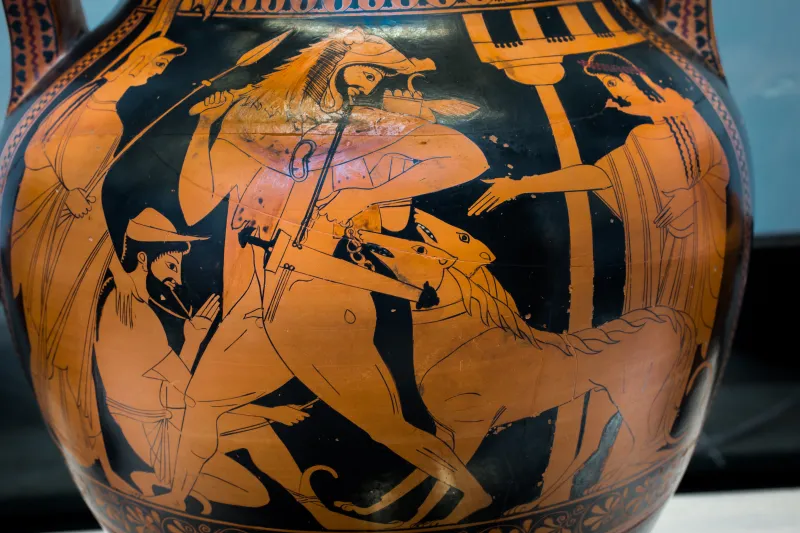 Painter Of Munich 2306 Arv 225 1 Herakles And Kerberos - Apollon And Leto In Quadriga 